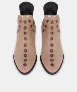 Calzadocalzado MICUIR Limited Edition | Punky Boots Special Edition Ante Taupe Tachas Oro Viejo 6Cm